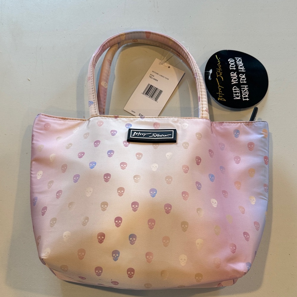 Betsey Johnson Pink Iridescent Skull Tote